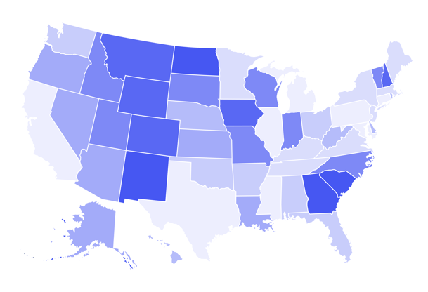 Heat map for Driving by state